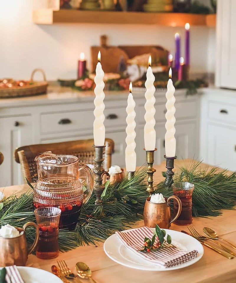 LPUSA Short Taper Candle Blue Spiral Candlestick Short Tapered Candles Twisted Candlesticks for Table Decor Housewarming Gift Idea-7.5inch,4pcs(babybule) - Image 3